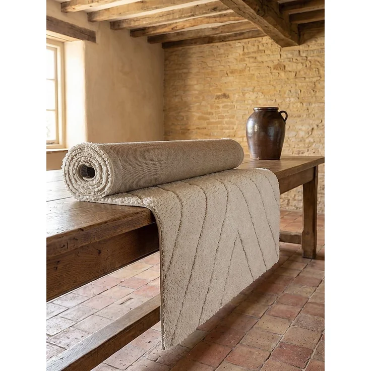 KADIMA DESIGN Teppich ATRIO Teppichläufer Creme 80x150 Berber Polypropylen Wohnzimmer, Läufer, Höhe: 31 mm, Strapazierfähig, Pflegeleicht, Farbecht – Bild 4