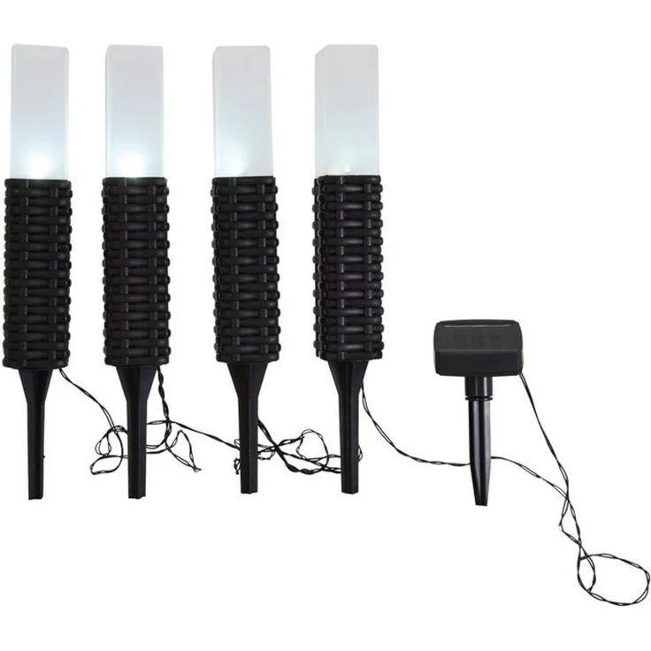 Näve Solar-Gartenleuchte LED mit Dämmerungssensor Merle 26 cm schwarz 4er Set – Bild 4