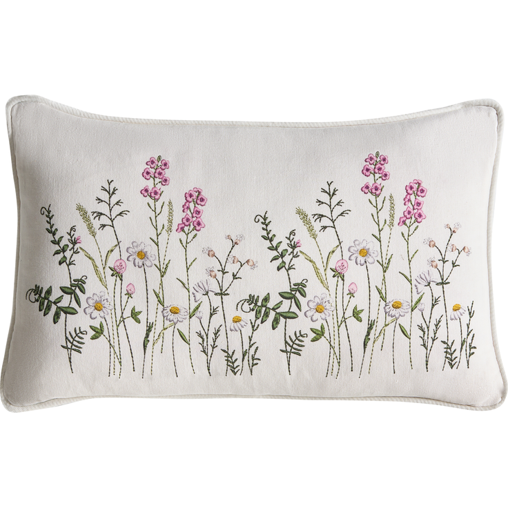 Dekokissen 2er Set MADHUCA Baumwolle 30 x 50 cm Weiß Blumenmuster – Bild 4