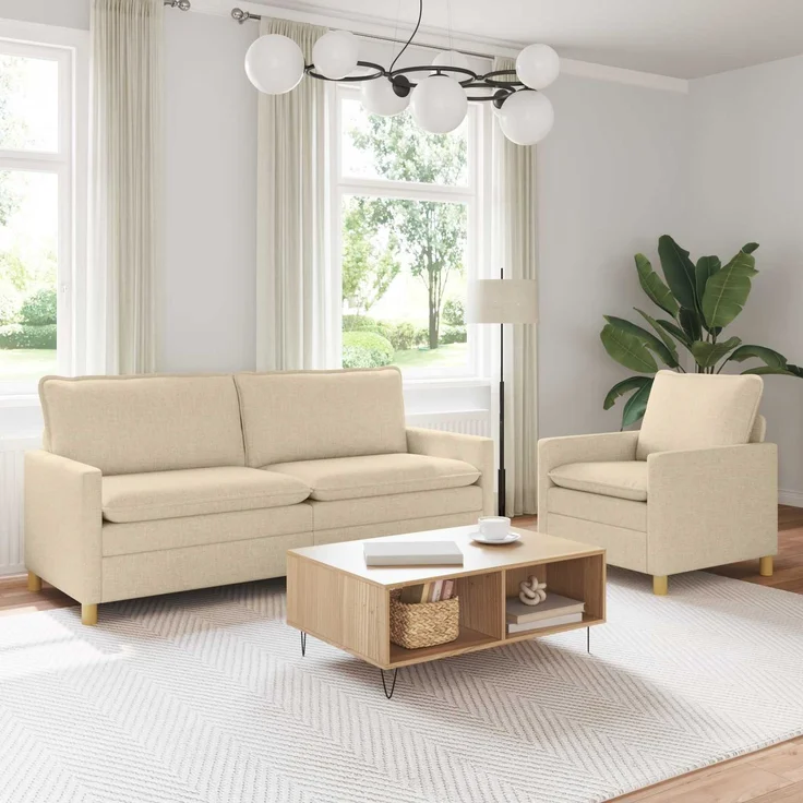 vidaXL Sofa Set 2 stk. Creme Stoff 3417107 – Bild 1