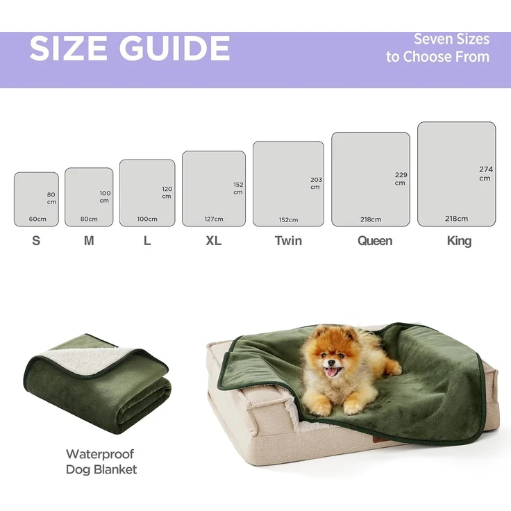 Lesure wasserdichte Hundedecke kleine Hunde - 80x60 cm Outdoor Hundedecke waschbar, Hundedecke Sofaschutz aus Sherpa Fleece, Katzendecke flauschig und weich, Olivgrün – Bild 4