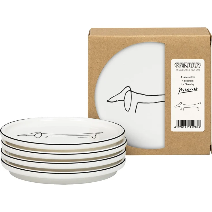 KÖNITZ 1150002770 4er Set Untersetzer im Geschenkkarton - Picasso - Le Chien (Der Hund) – Bild 1