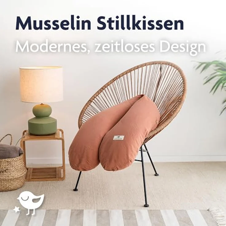 Julius Zöllner Stillkissen Mikroperlen-Füllung, 190 cm mit Bezug aus 100% Baumwollmusselin, Farbe Dune – Bild 2