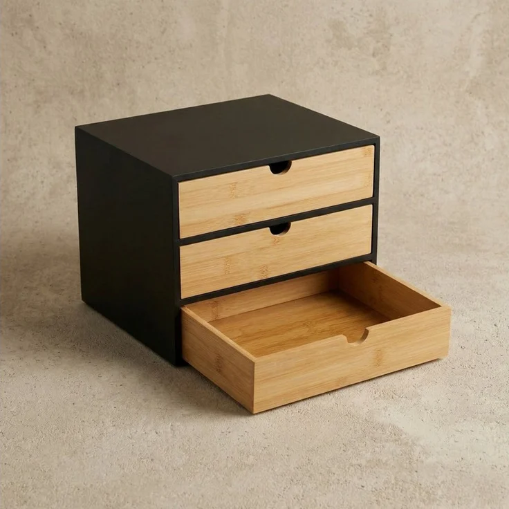 EDAXO Aufbewahrungsbox Bambus-Schreibtischorganizer mit Schubladen HEGO, 25 cm – Bild 4