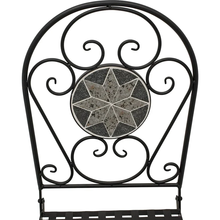 DEGAMO SIENA Balkonklappstuhl, Metall + Mosaik, schwarz/grau, 40cm 2-er Set – Bild 6