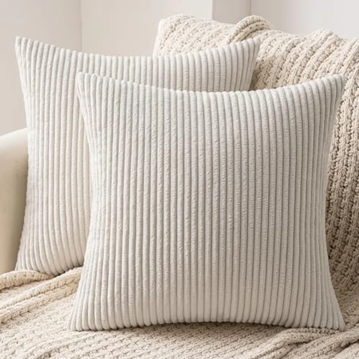 MIULEE 2er Set Weihnachten Kissenbezüge Kord Kissenhülle Dekorative Kissenbezug Sofakissen Couchkissen Dekokissen Zierkissenbezug Deko Kissenhülle mit Verstecktem Reißverschluss 40x40 cm Beige – Bild 2