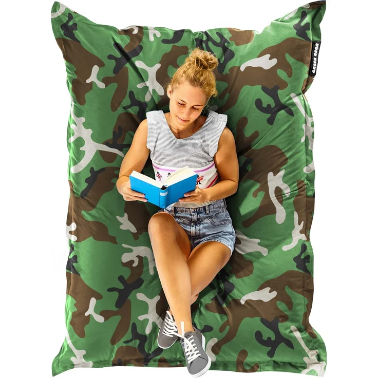 Green Bean® Sitzsack XXL 140x180cm 380 Liter Kinder & Erwachsene Bean Bag EPS Perlen Füllung Outdoor Riesensitzsack - waschbares und wetterfestes Lounge Sitzkissen - Camouflage Grün – Bild 1