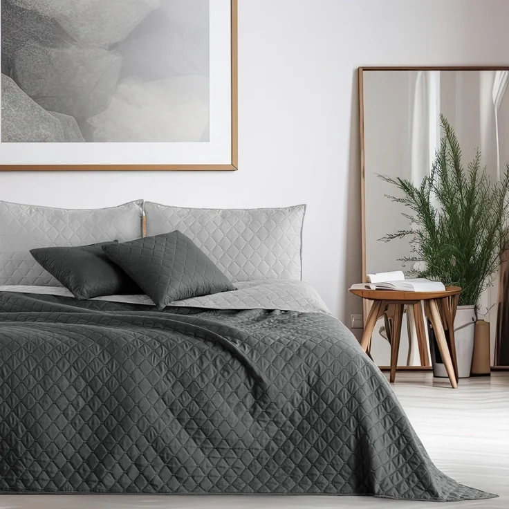 DecoKing Tagesdecke 240x260 cm Graphit anthrazit grau Silber Bettüberwurf zweiseitig pflegeleicht Axel – Bild 2