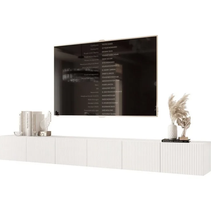yourhouse24 Lowboard TV ANGEL 300 mit LED-Beleuchtung – Geriffelte Fronten