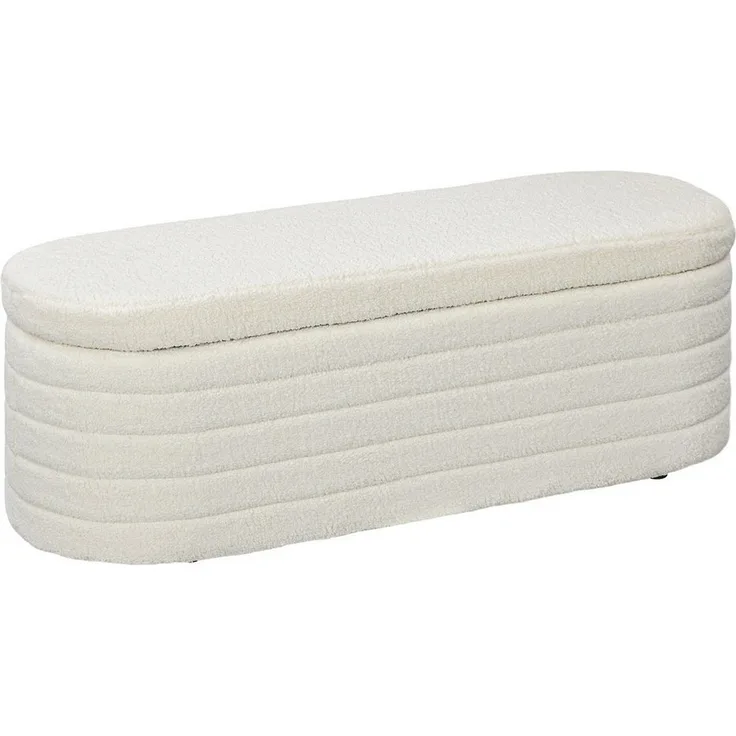 HOMCOM Polsterbank mit Holzrahmen, Bettbank mit Stauraum, Teddy-Vlies-Optik (Sitzbank, 1-St, Truhenbank), für Wohnzimmer, Cremeweiß