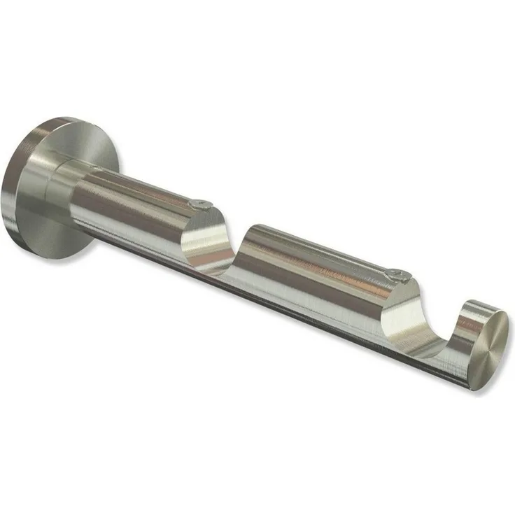 INTERDECO Gardinenstangenhalter Platon 2-läufig, für 20 mm Ø Gardinenstangen, (Stück, 4-St, Edelstahl-Optik), Metall