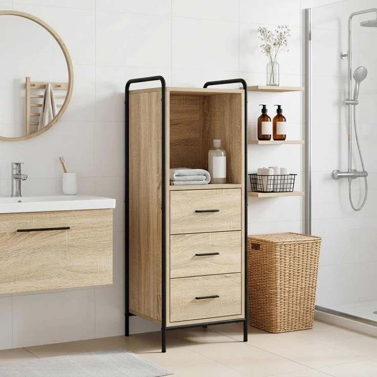 vidaXL Badezimmerschrank Sonoma-Eiche 40 x 36 x 109,5 cm Holzwerkstoff 8014047 – Bild 1