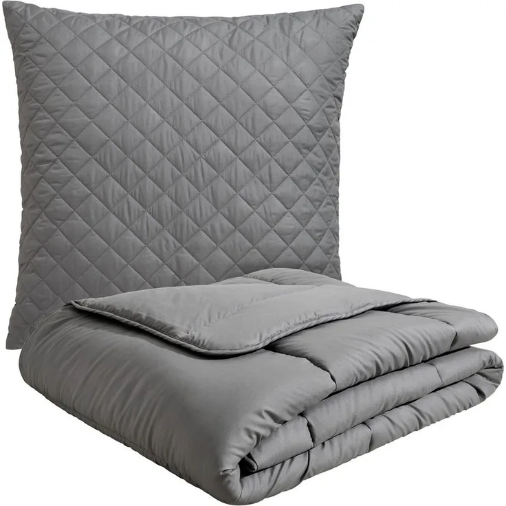 OTTO home Microfaserbettdecke + Microfaserkissen Clarra Spar Set, Decke + Kissen 135x200, 155x200 cm & weitere Größen, Set mit Kissen 40x80 cm, 80x80 cm, Sommer, Herbst, Winter in grau