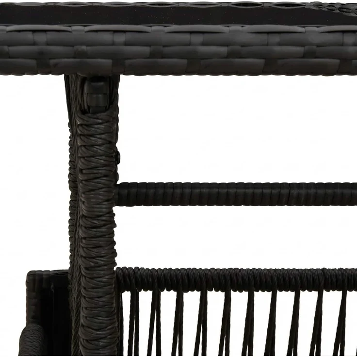 vidaXL Gartentisch Schwarz 100 x 55 x 37 cm PE Rattan und Glas 42035136 – Bild 8