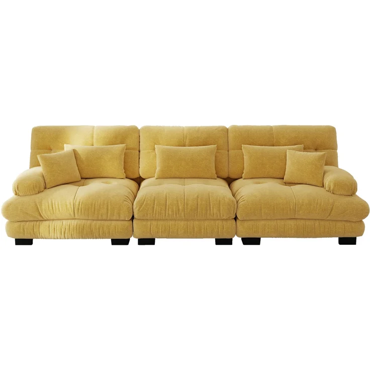 EINHOM 3-Sitzer Modulares Ecksofa mit Tiefensitz, Chenille Schlafsofa Komfortabel Gepolstert für Wohnzimmer, Apartment, Studio, Büro, Gelb – Bild 6