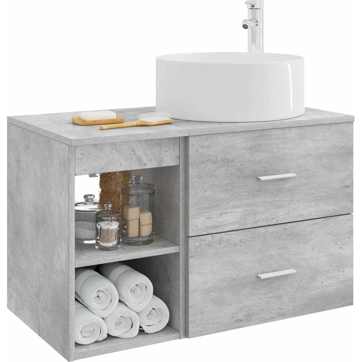 vidaXL Badezimmerschrank-Set 2 stk. Betongrau 79,5 x 44,5 x 80 cm 3403931 – Bild 3