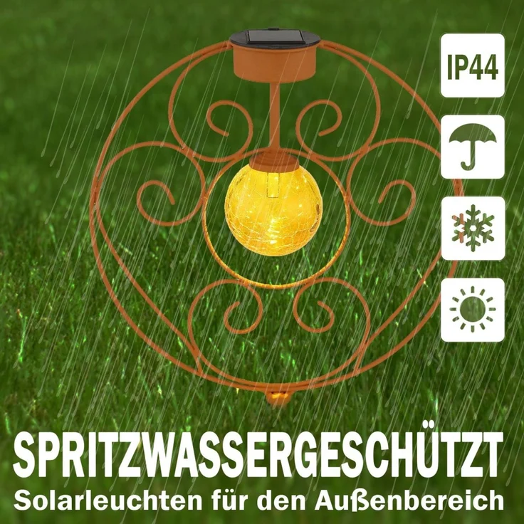 Solarleuchten Garten Kreis Kugel 2er Set Solarlampe Außen Außenleuchte Solar – Bild 4