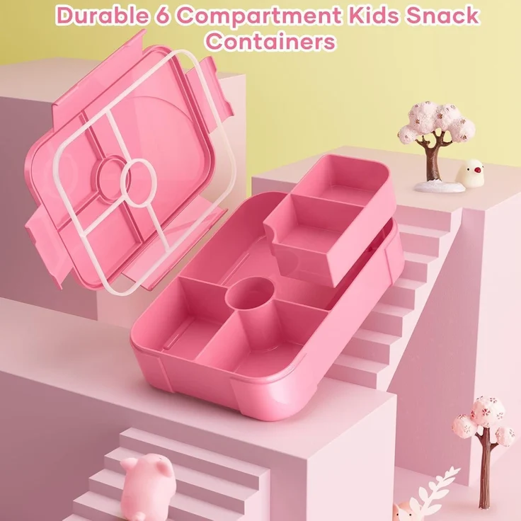 Brotdose Kinder Fächer Auslaufsicher Lunchbox Schule Rosa – Bild 4
