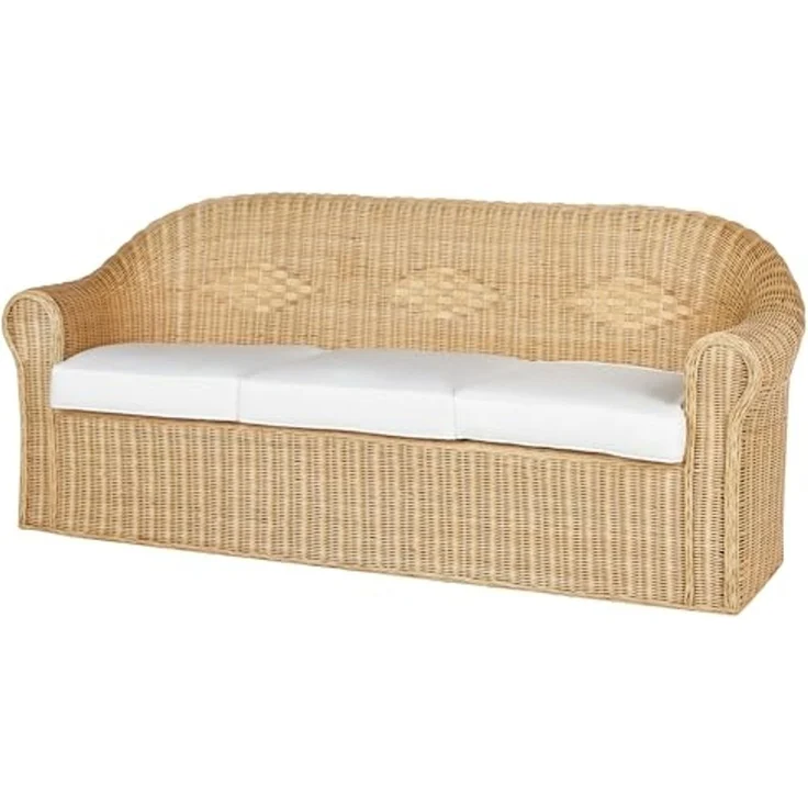 Beliani 'LIVADEIA' 3 Sitzer Sofa, Rattan Natürlich – Bild 4