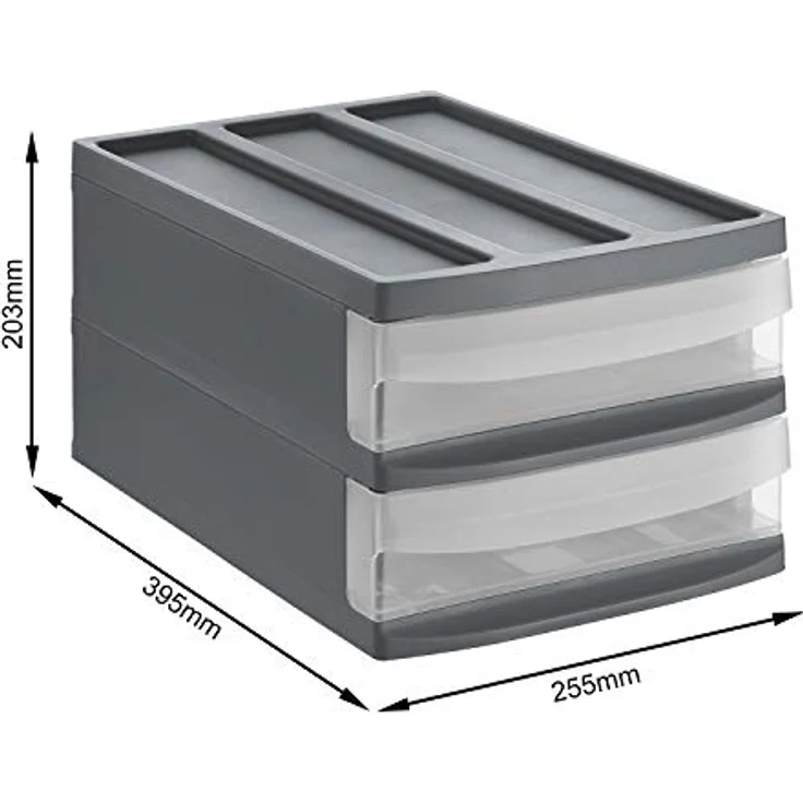 Rotho Schubladenbox Duo Systemix M 2 Schübe anthrazit – Bild 5