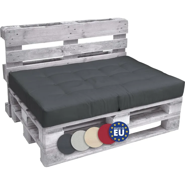 Beautissu Palettenkissen Sitzkissen ECO Elements Graphitgrau, 120 x 80 x 15 cm