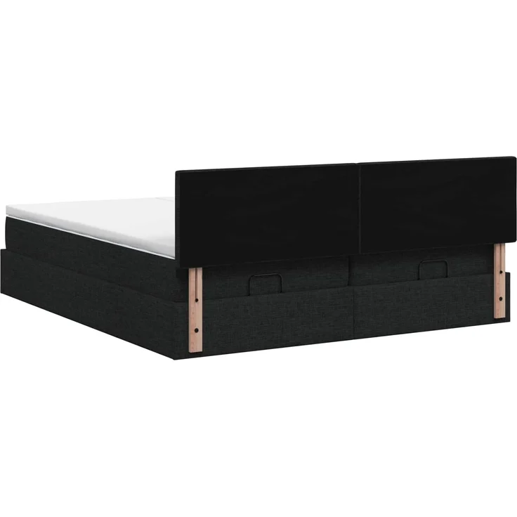 vidaXL Ottoman Bett mit Matratze mit Kopfteil 2 Stk. Schwarz Stoff 3456721 – Bild 9