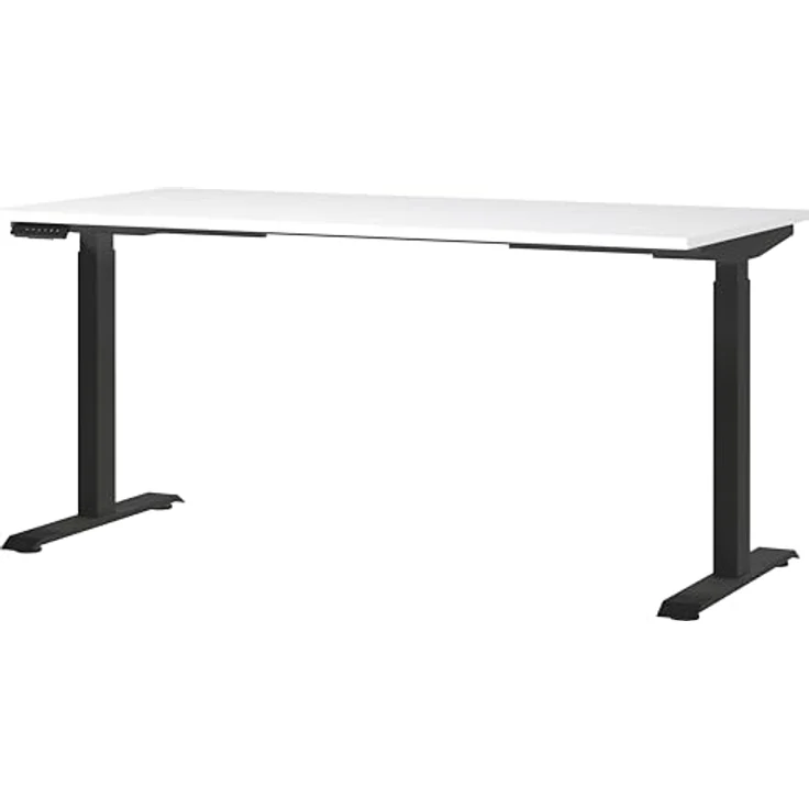 Germania Schreibtisch 7908-614, in Weiß/Schwarz, EL. höhenverstellb, 160 x 120 x 80 cm (BxHxT) – Bild 2