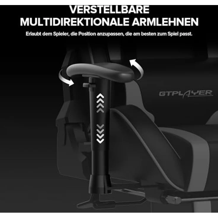GTPLAYER Gaming Stuhl Gamer Stuhl mit Fußstütze Bluetooth Lautsprecher Ergonomischer Bürostuhl Computerstuhl Schreibtischstuhl PC Stuhl mit verstellbare Rückenlehne 150 kg Belastbarkeit weiß – Bild 11