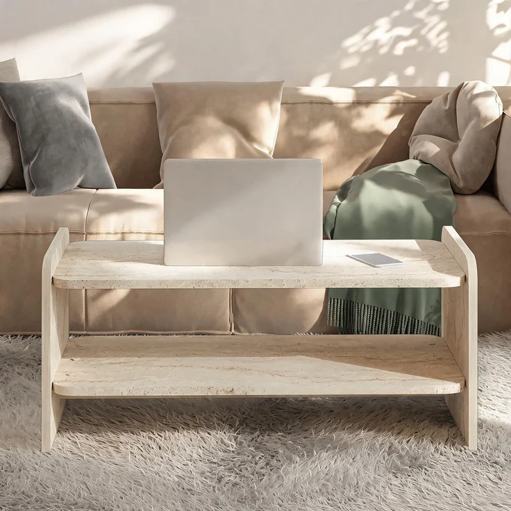 Skye Decor 'Amon - Travertine' Couchtisch, Travertin, 89,8 x 39,8 x 44,8 cm – Bild 2