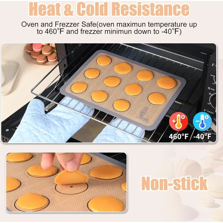 Backmatte Silikon Macaron Keks 3-Stück Set Grau Backunterlage Backfolie Antihaft – Bild 5