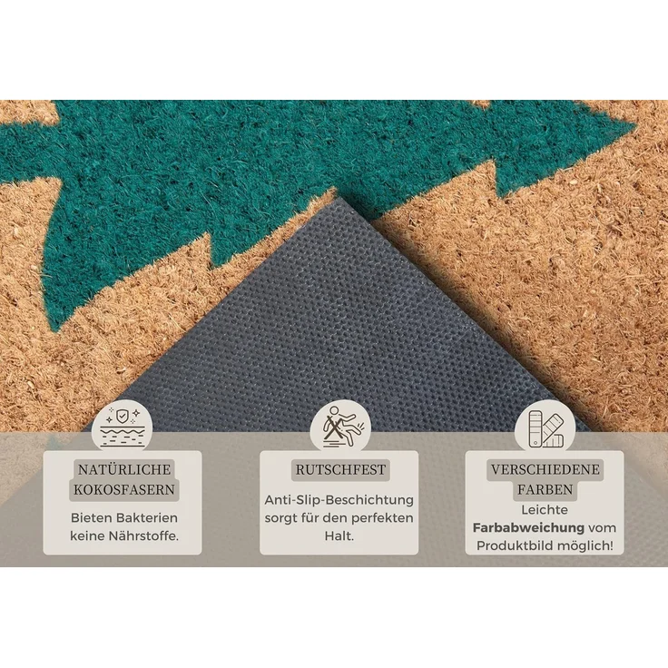 HANSE Home Fußmatte Mix Mats Kokos Pine Trees, Türmatte, rechteckig, Höhe: 15 mm, Weihnachten, Schmutzfangmatte, Outdoor, Rutschfest, Innen, Kokosmatte – Bild 5