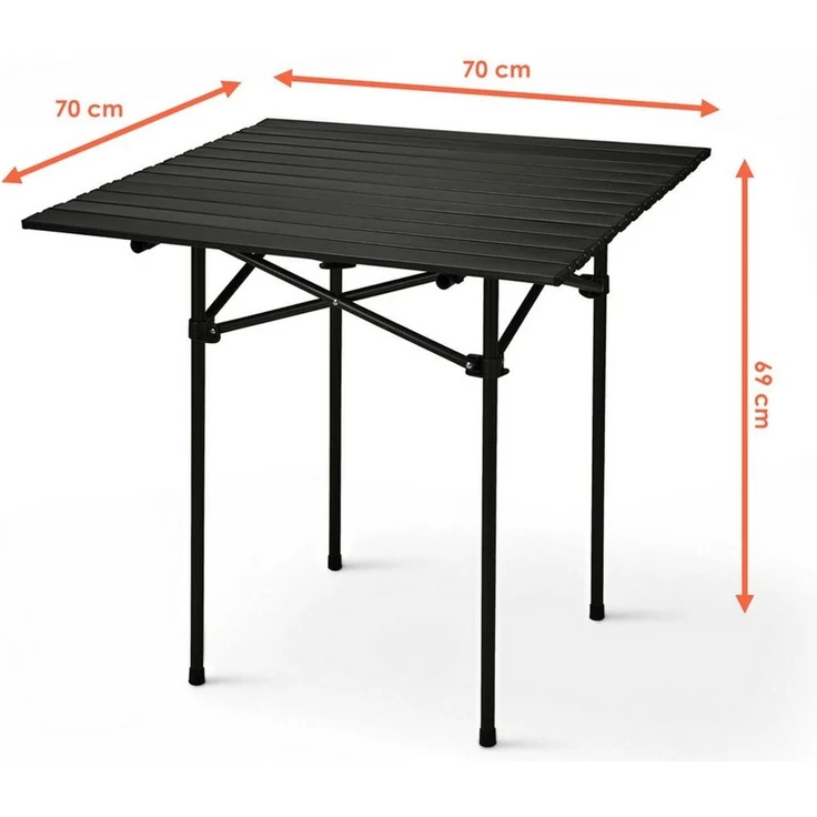 Spetebo Campingtisch Klapptisch schwarz mit Tragetasche - mit einrollbarer Tischplatte (Anzahl, 1-St, Stück), platzsparend verstaubar – Bild 2