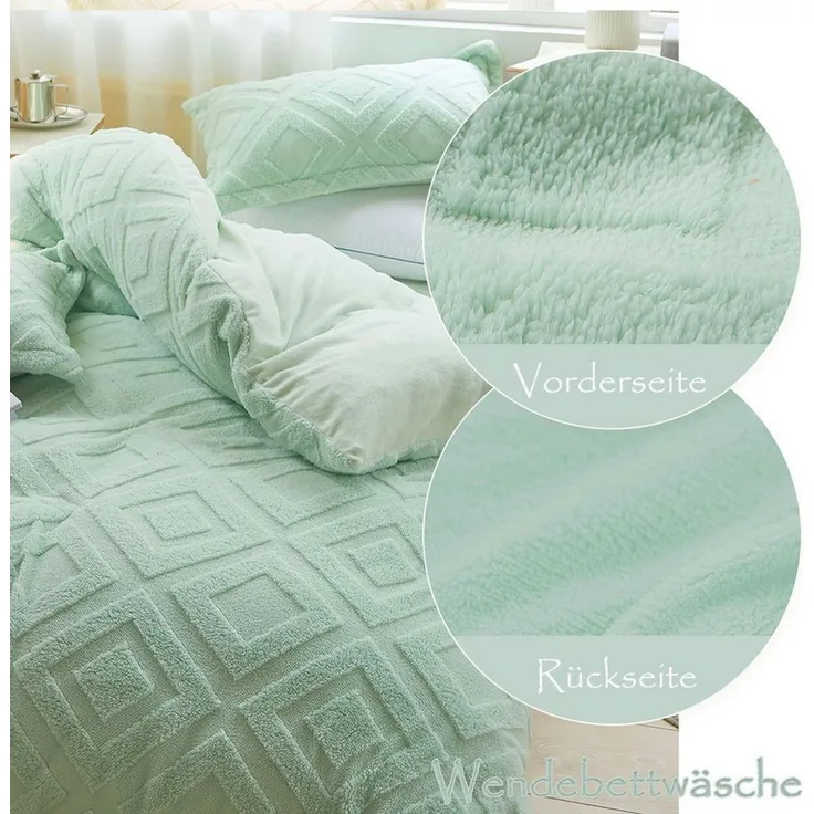 KEAYOO Bettwäsche TF, Polyester, 2 teilig, Flauschig warmes Teddy Plüsch warm für Winter