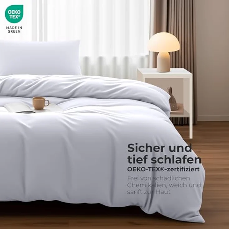 Utopia Bedding Bettwäsche 135x200 Set - Mikrofaser Bettbezug 135x200 cm + 1 Kissenbezug 50x75 cm - Weiß – Bild 3