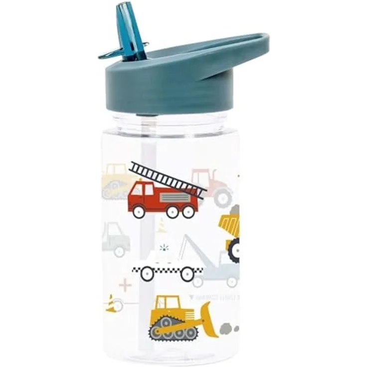 A Little Lovely Company Trinkflasche Trinkflasche 450ml mit Trinkhalm Wasserflasche Kinderflasche
