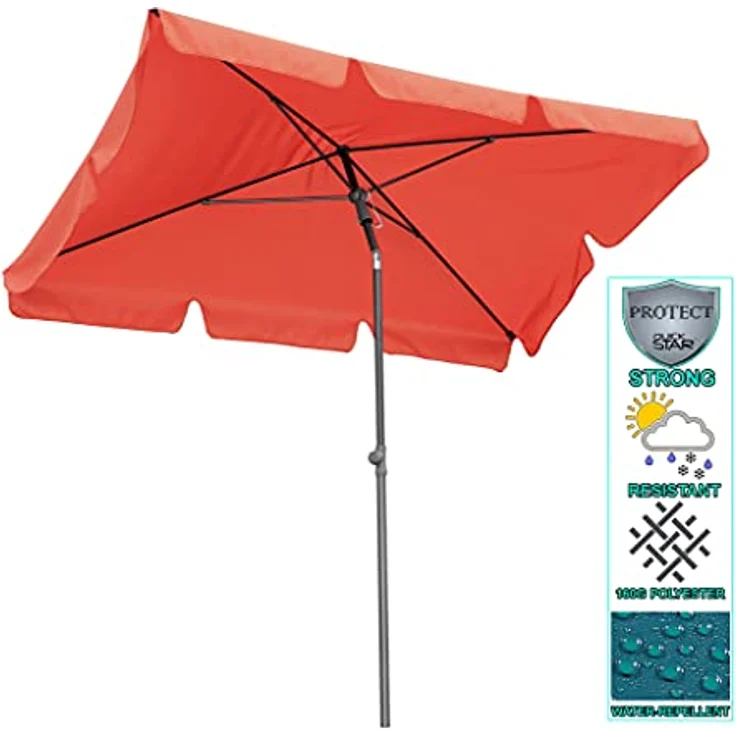 Quick Star Sonnenschirm Sonnenschirm 2x1,25m Rechteckig Terra, LxB: 125x200 cm, Abknickbar, Drehbar, Höhenverstellbar – Bild 9