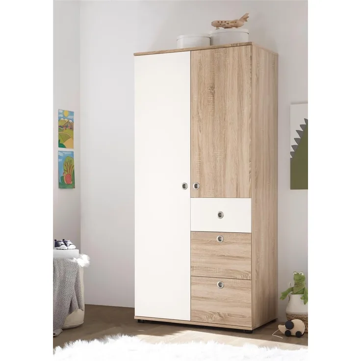 Kleiderschrank >Floris< in Sonoma-Eiche - 90x191x53cm (BxHxT)