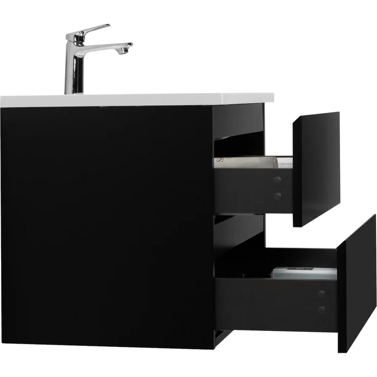 Badplaats Badmöbel Set mit Waschbecken und Unterschrank Angela 60 x 48 cm Schwarz Matt - Waschbeckenunterschrank mit Soft-Close und Waschbecken, Vorgemontiert – Bild 3