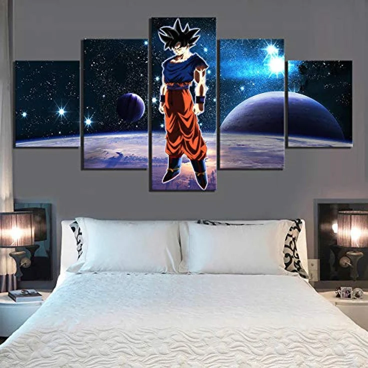 Fire-Maple Mxsnow 5, Leinwand-Wandbild Druckset 5-teilig, Dragon Ball Super Goku, UV-beständig, 30x40 cm x 2, 30x60 cm x 2, 30x80 cm x 1, inkl. Rahmen – Bild 3