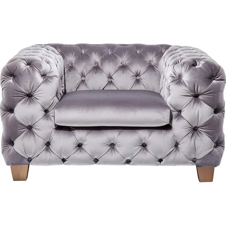 Kare Design Sessel Desire, silbergrau, XXL-Sessel, samt, Arm- und Rückenlehne, Knopfheftung, Velvet, 72 x 131 x 106 cm (H/B/T)