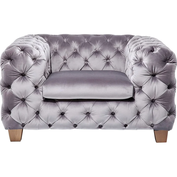 Kare Design Sessel Desire, silbergrau, XXL-Sessel, samt, Arm- und Rückenlehne, Knopfheftung, Velvet, 72 x 131 x 106 cm (H/B/T)