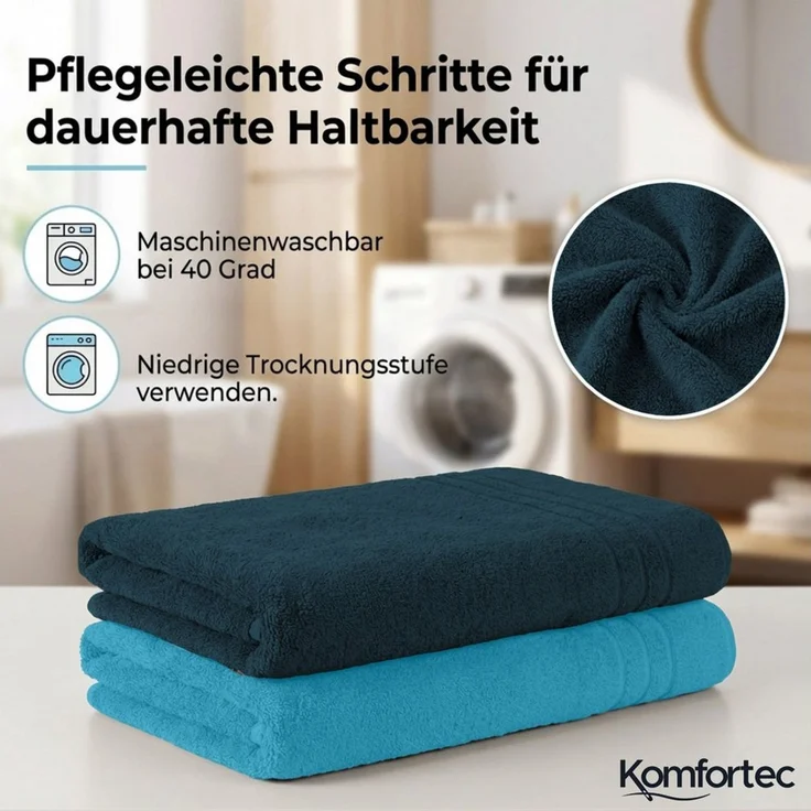 Komfortec Saunatuch Frotte aus 100% Baumwolle, Frottee (Packung, 2-St), 80x200 Saunatücher set XXL, Weich, Schnelltrocknend – Bild 3