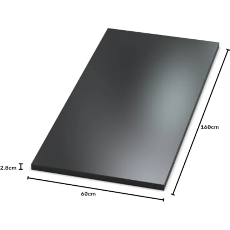 AUPROTEC Tischplatte 28mm schwarz 160x60 cm I Spanplatte mit 1mm ABS Kante & PU-Verleimung I melaminharzbeschichtet I elegant & wasserabweisend – Bild 3