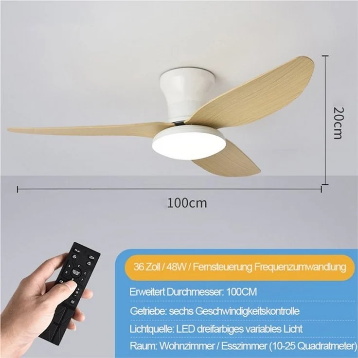 OYLCDI Deckenleuchten Leise Deckenventilator LED Deckenleuchte,APP-Kontrolle,Fernbedienung, 6 einstellbare Gänge, Leuchte/ Ventilator getrennt schaltbar – Bild 4