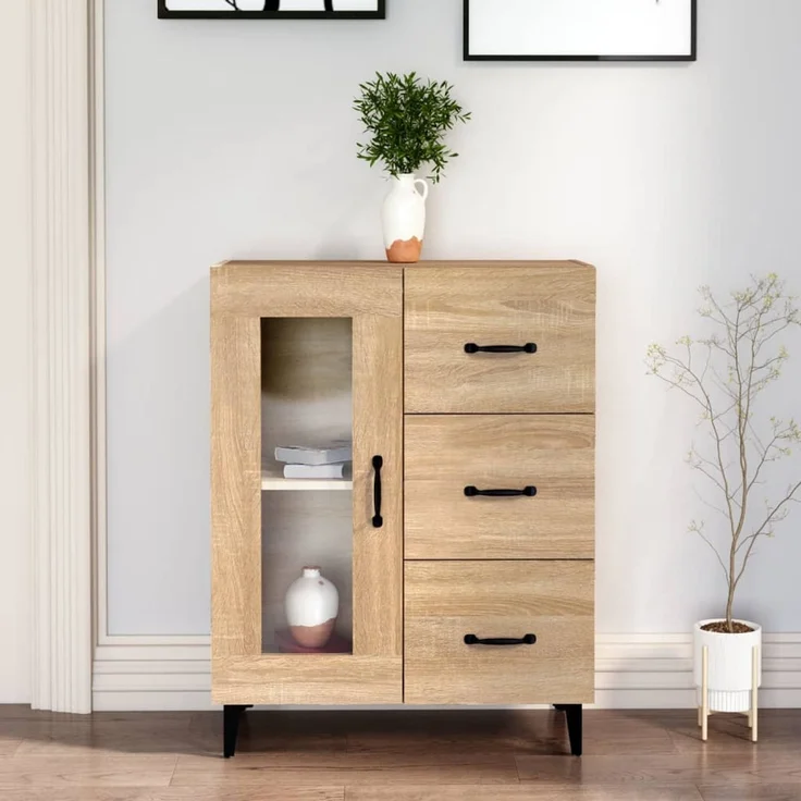 Sideboard, Kommode Sonoma-Eiche 69,5 x 34 x 90 cm Holzwerkstoff – Bild 2