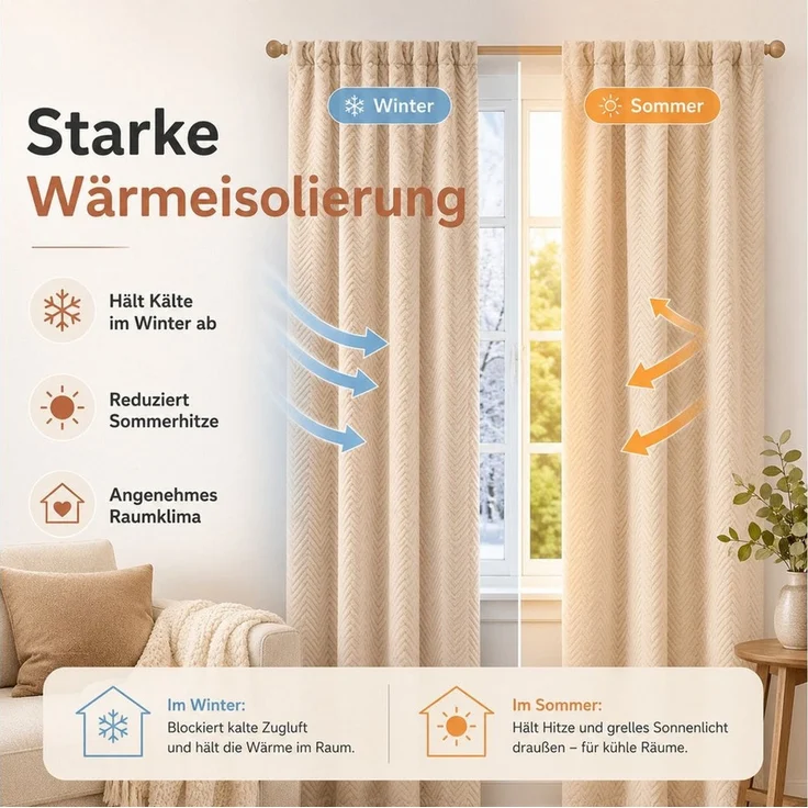 LMaxhome Verdunkelungsvorhang Verdunkelungsvorhang Thermovorhang, 3-lagig, 600 g/m²,100 % blickdicht (2 St), Schallreduzierend & wärmeisolierend für Wohn-, Schlaf- & Arbeitszimmer – Bild 4