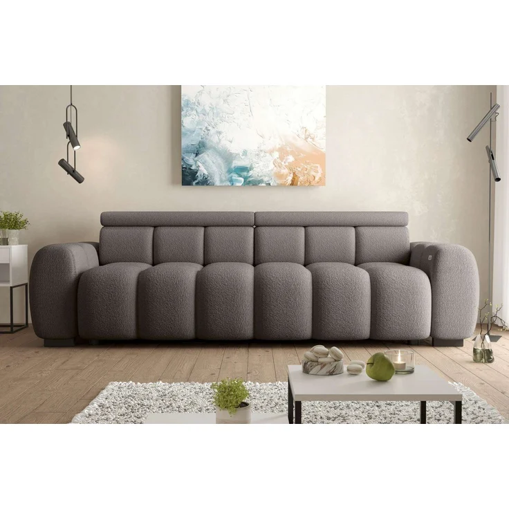 99rooms Alessio Bigsofa Boucle-Stoff ABRIAMO Braun mit Sitztiefenverstellung – Bild 5