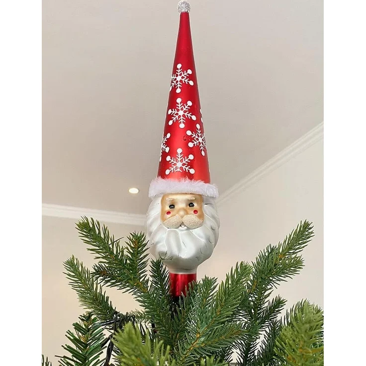 Christbaumspitze Weihnachtsmann Echt Glas Rot Weiß Weihnachtsbaumspitze 30cm – Bild 2