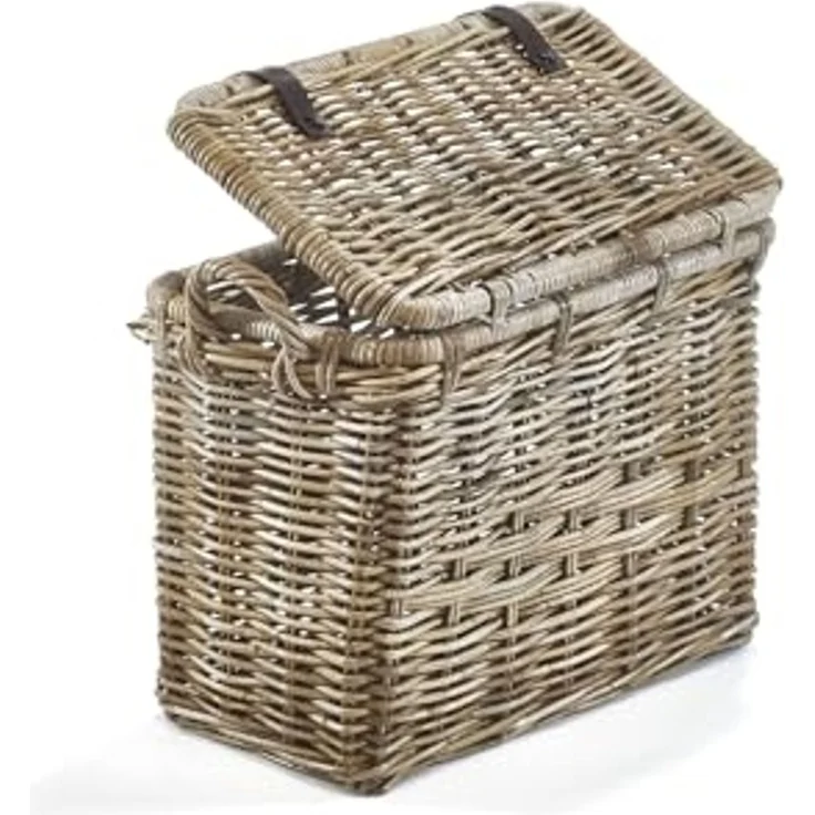Kobolo Aufbewahrungskorb Universalkorb Korb Truhe aus Rattan mit Deckel Griffen und Lederriemen (Einzelstück, 1 St, 1 Stück), Ordnungssystem mit viel Stauraum – Bild 7