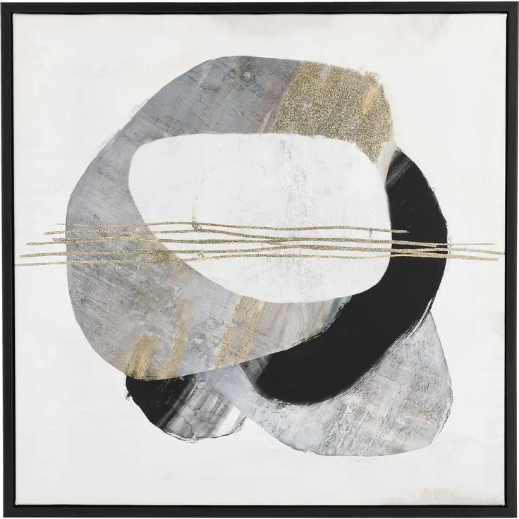 Bild Inner Circle No. 2, Leinwanddruck auf Kiefernholz, modern, weiß-grau, quadratisch, 50x50 cm
